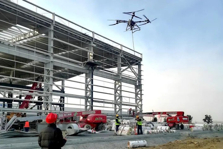 科技减人，新能船业二期项目重载无人机上岗